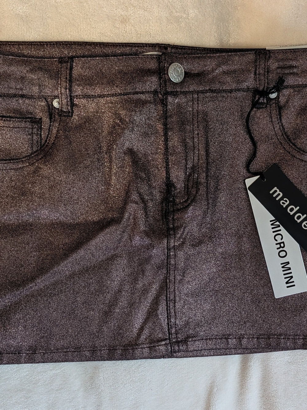 Madden Girl Metallic Mini Skirt in Shimmery Brown